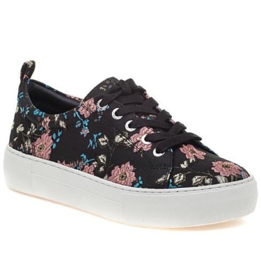 J Slides Anthropology Black Floral Sneakers